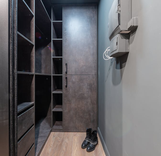 Meticulously organized shoe closet with custom shelving