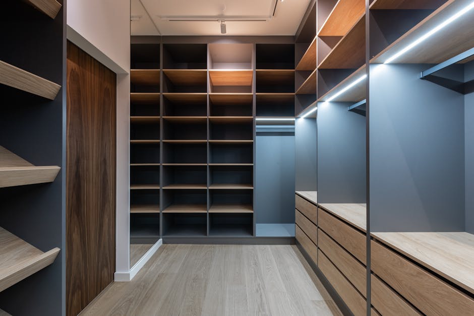 Modern wooden closet drawers showcasing premium hardware